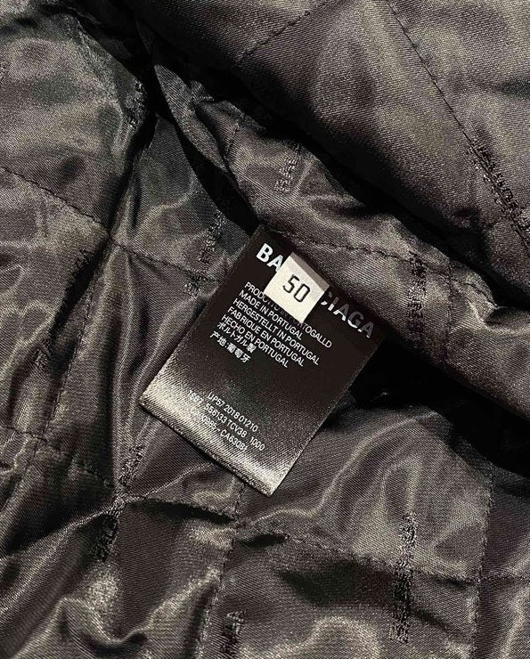 Balenciaga Men’s Basketball Series Bomber Leather Jacket – Black / White