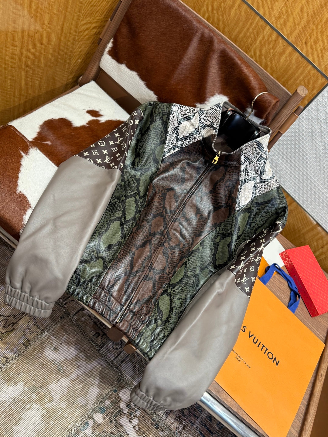 Louis Vuitton Python-Mix Leather Tracksuit Top – Mid-Brown