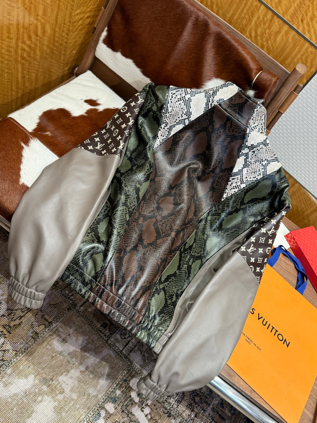 Louis Vuitton Python-Mix Leather Tracksuit Top – Mid-Brown