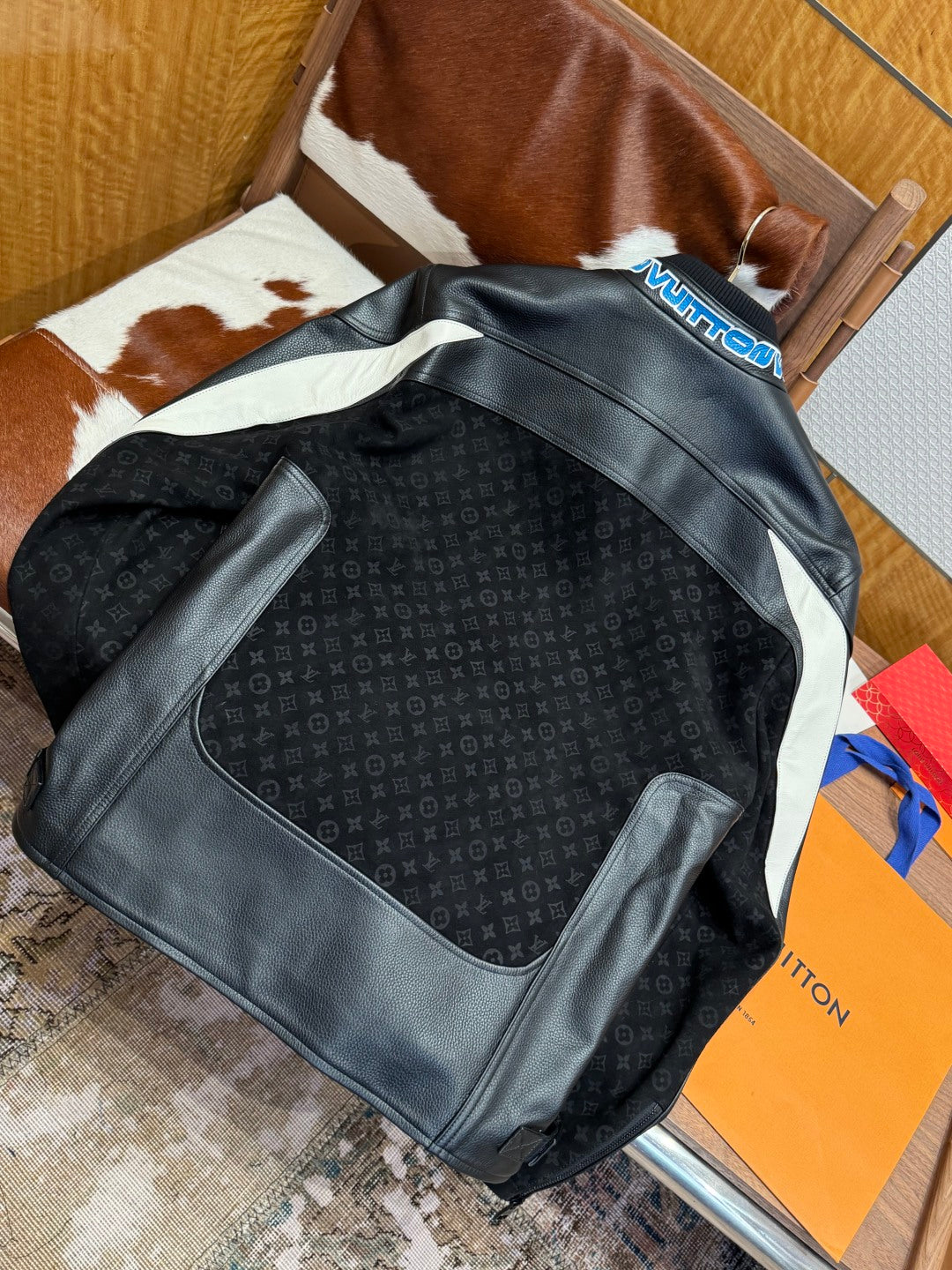 Louis Vuitton Leather-Mix Biker Jacket – Black Desert Racer For Sale