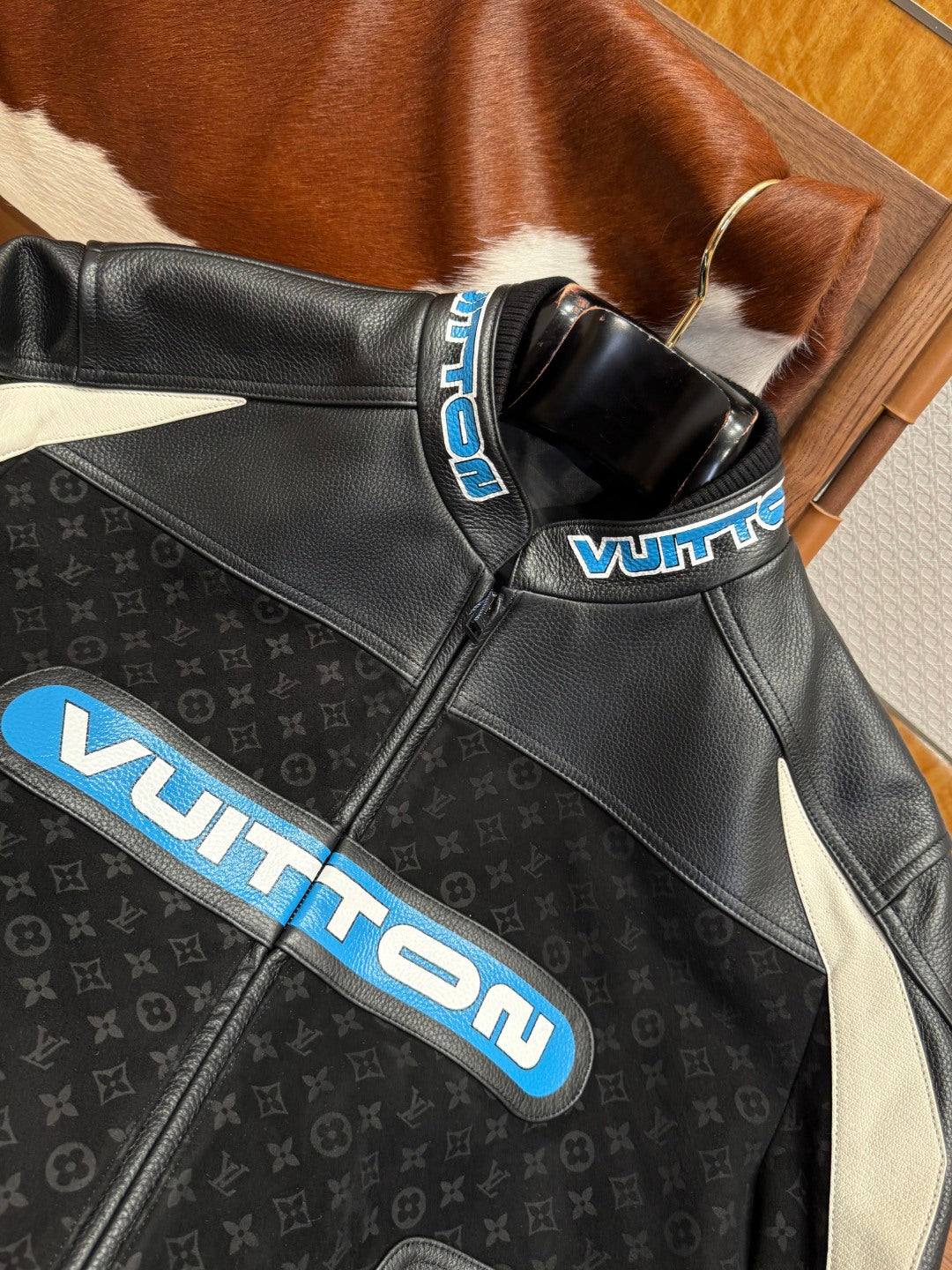 Louis Vuitton Leather-Mix Biker Jacket – Black Desert Racer For Sale