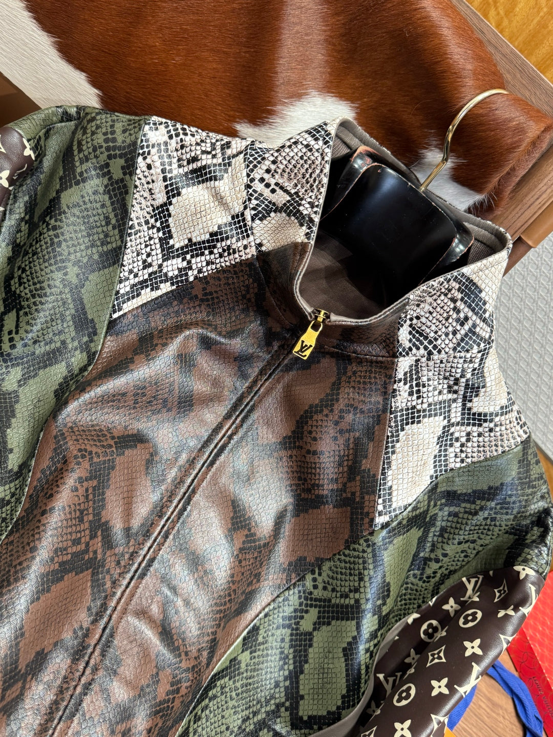 Louis Vuitton Python-Mix Leather Tracksuit Top – Mid-Brown