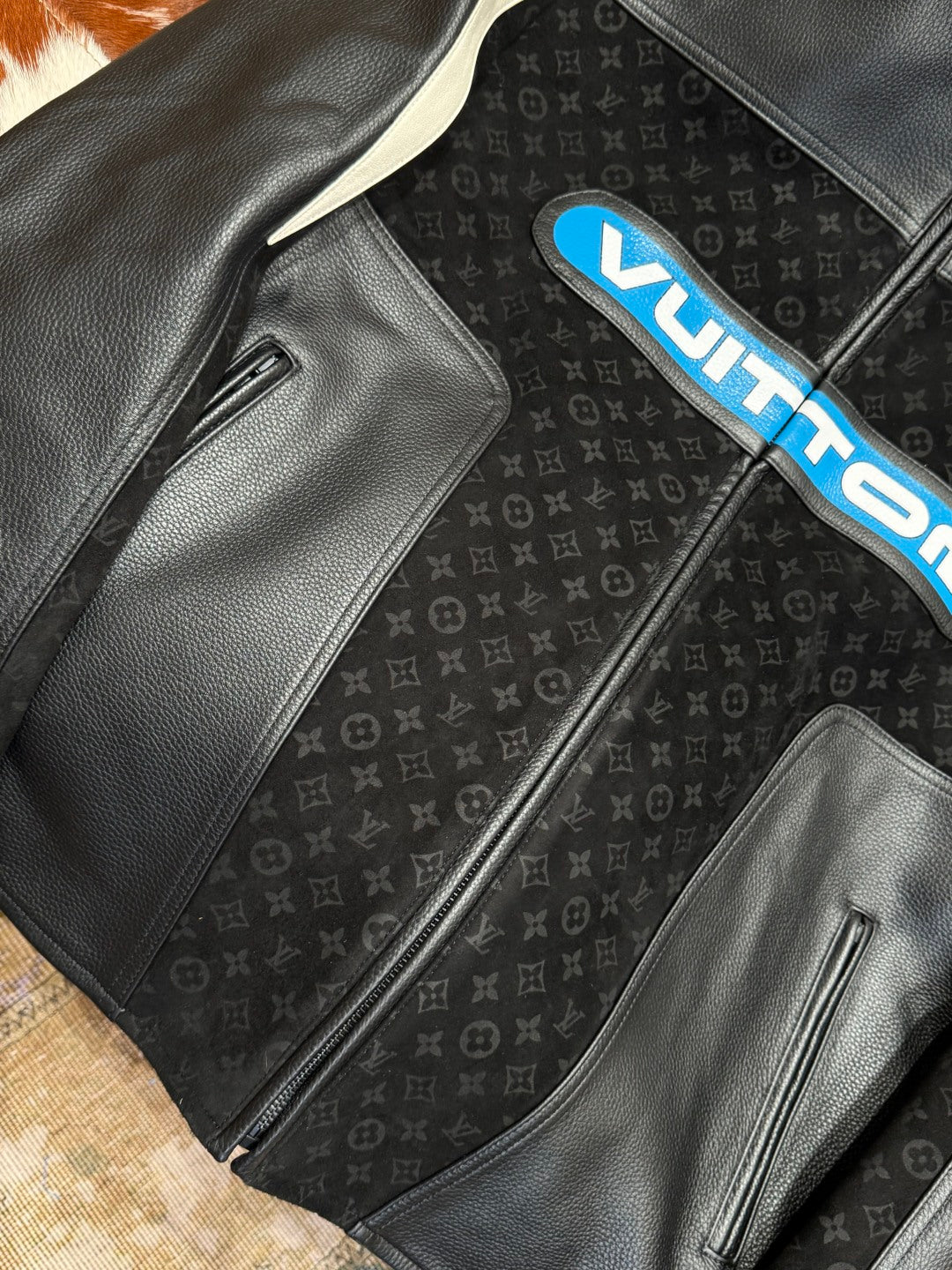 Louis Vuitton Leather-Mix Biker Jacket – Black Desert Racer For Sale