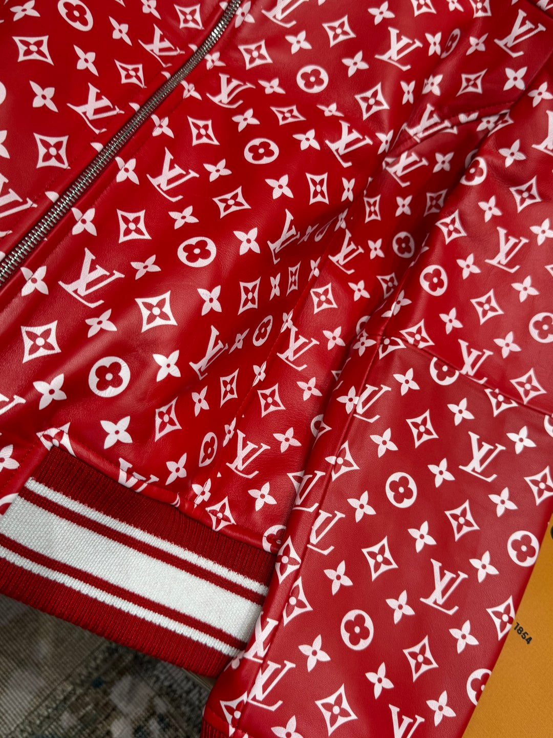 Louis Vuitton × Supreme Leather Varsity Monogram Bomber Jacket