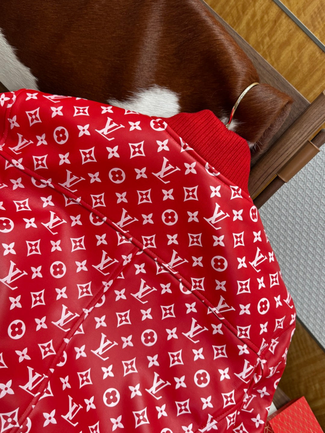 Louis Vuitton × Supreme Leather Varsity Monogram Bomber Jacket