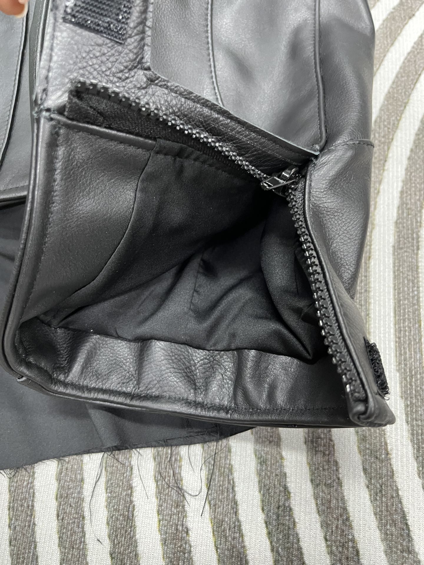 Balenciaga Oversized Leather Bikers Jacket – Jet Black / Neon