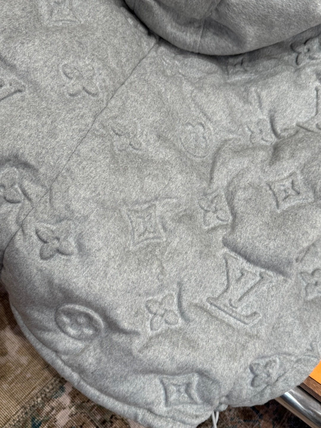 Louis Vuitton Show Full-Print Embossed Gray Logo Down  Winter Jacket