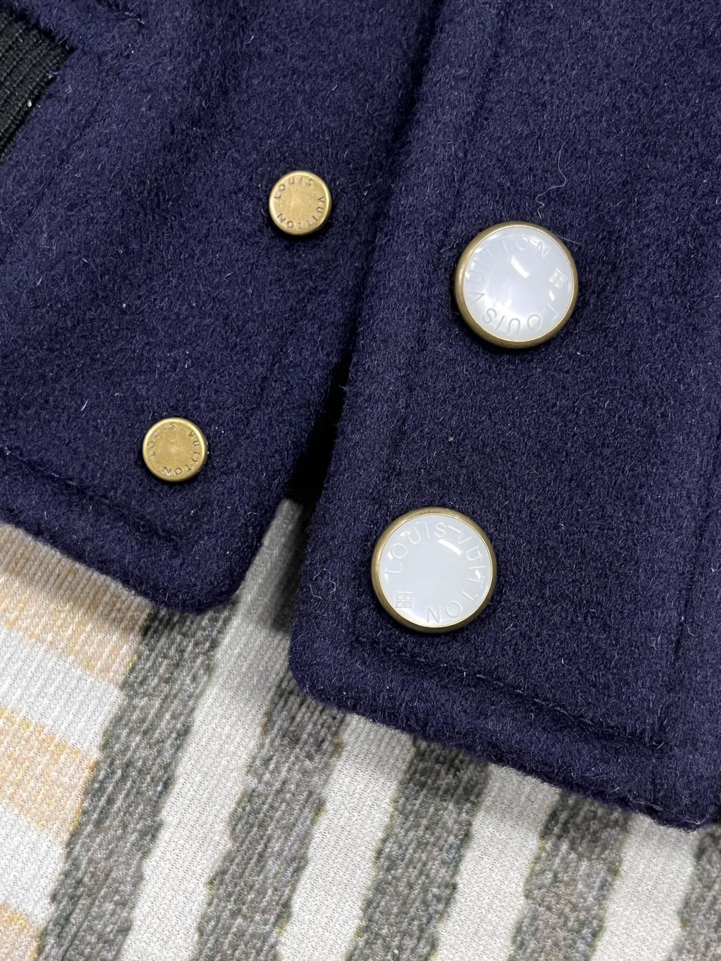 Louis Vuitton Calfskin Varsity Jacket – Navy & White Seashell Edition For Sale