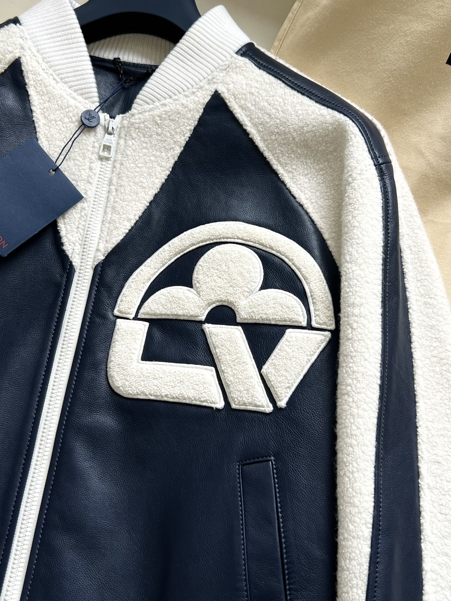 Louis Vuitton “Vuitton Flower” Mix-Leather Teddy Blouson Jacket – Dark Navy