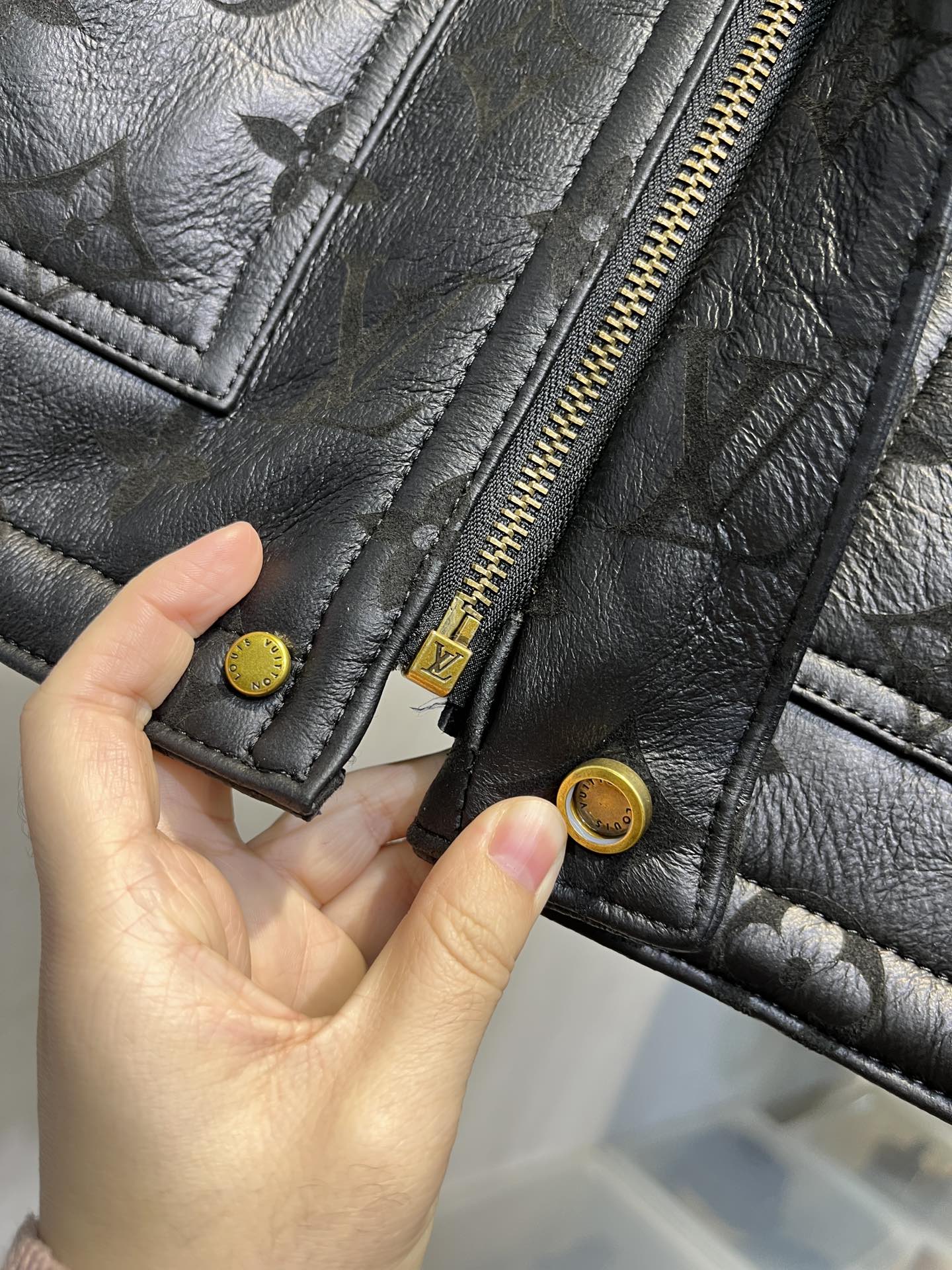 Louis Vuitton Black Full Monogram Shearling Leather Winter Jacket For Sale