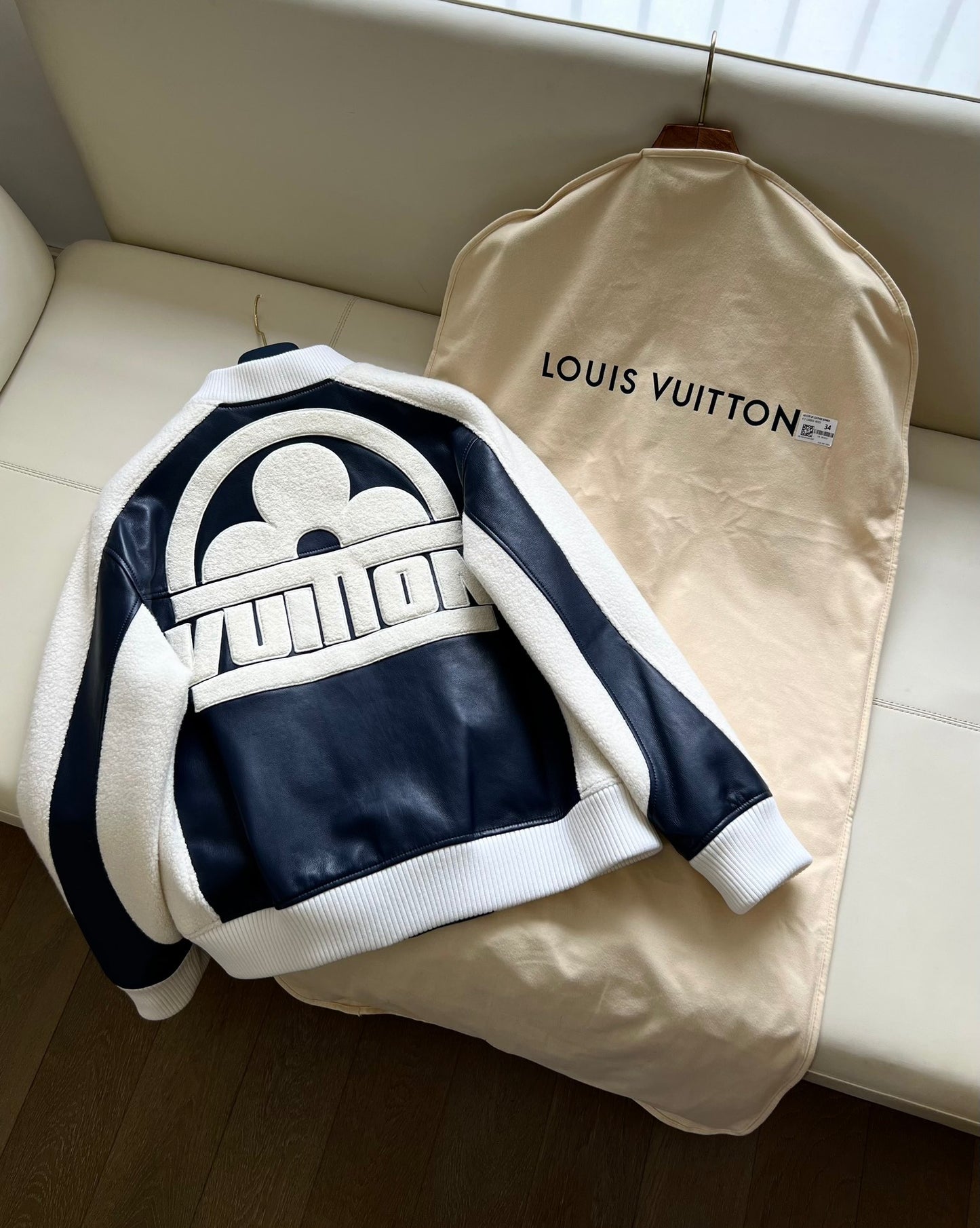 Louis Vuitton “Vuitton Flower” Mix-Leather Teddy Blouson Jacket – Dark Navy