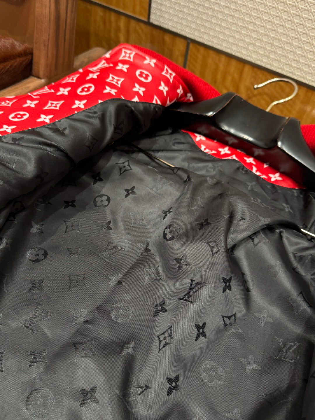 Louis Vuitton × Supreme Leather Varsity Monogram Bomber Jacket