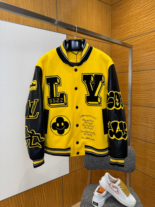 Louis Vuitton Yellow & Black Varsity Jacket – SS22 Release