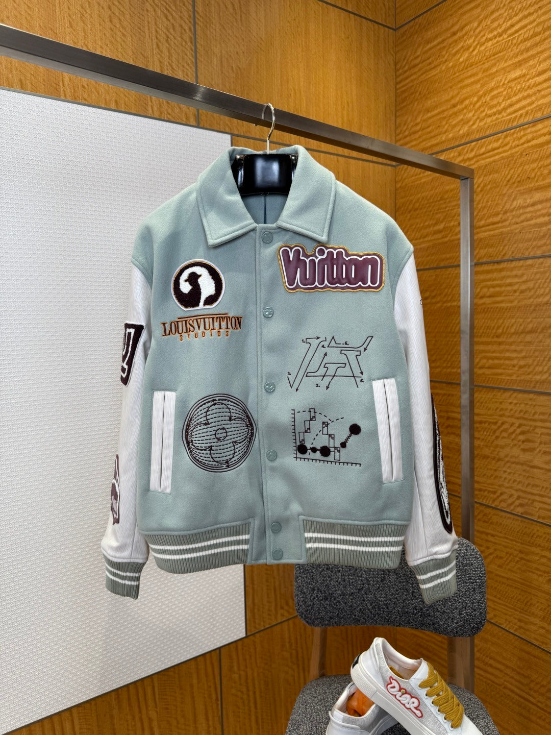 Louis Vuitton Varsity Leather Blouson Jacket – Aqua For Sale