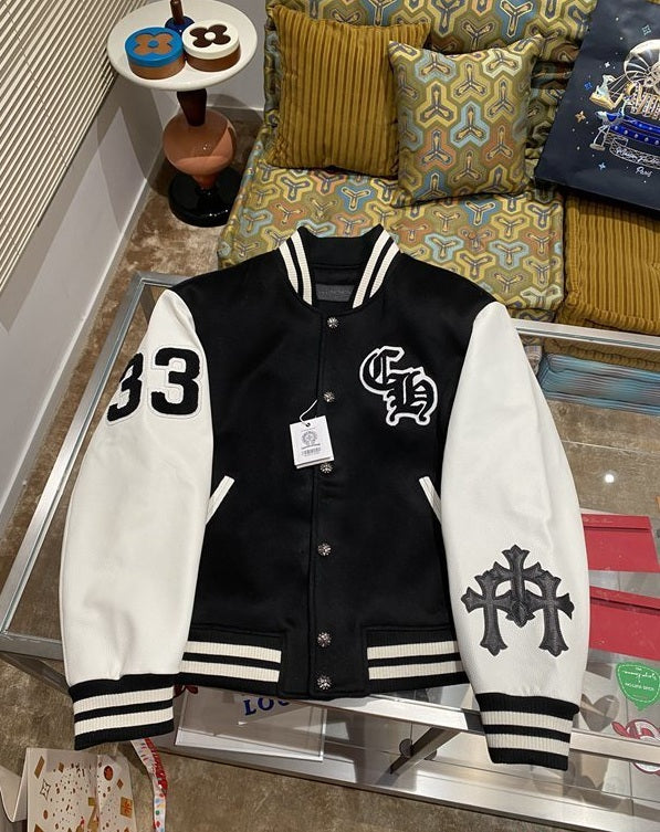 Chrome Hearts “VIC Eagle” Varsity Jacket — Leather Cross-Patch Edition