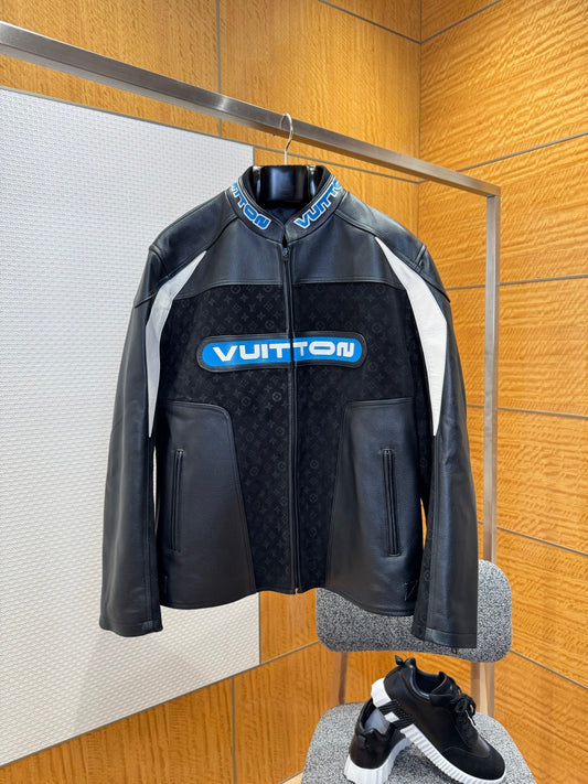 Louis Vuitton Leather-Mix Biker Jacket – Black Desert Racer For Sale