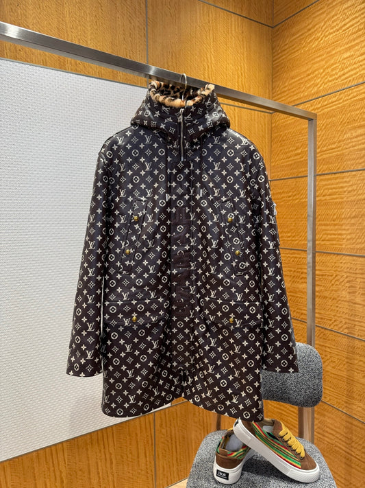 Louis Vuitton Men’s Monogram Leather Parka Jacket – Pharrell × Nigo FW25