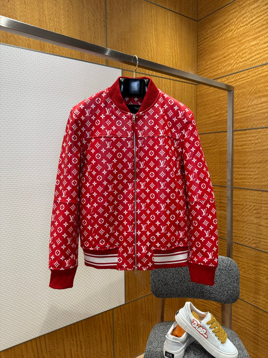 Louis Vuitton × Supreme Leather Varsity Monogram Bomber Jacket