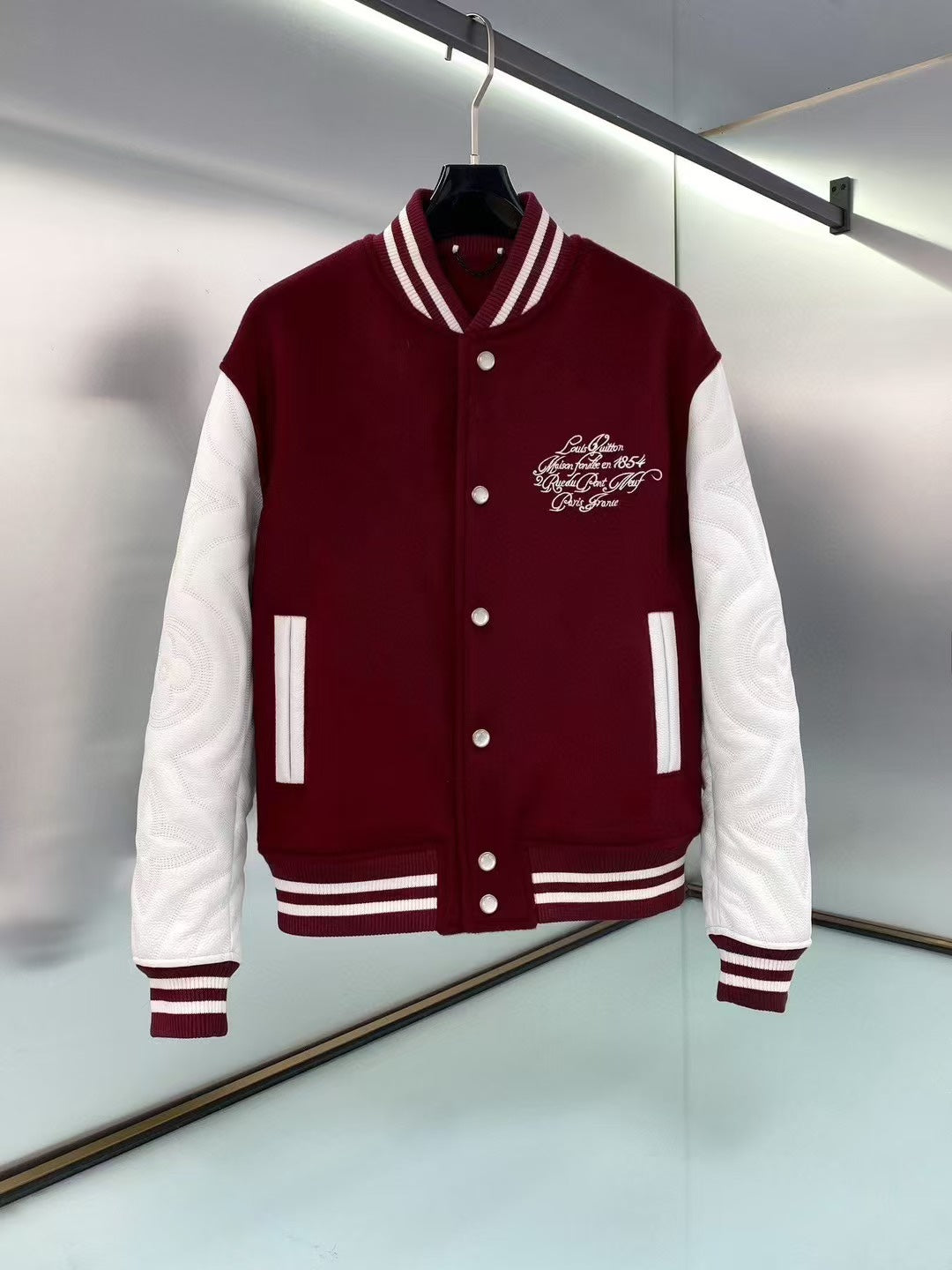Louis Vuitton Embroidered Calfskin Varsity Jacket – Bordeaux Monogram Quilted Sleeves