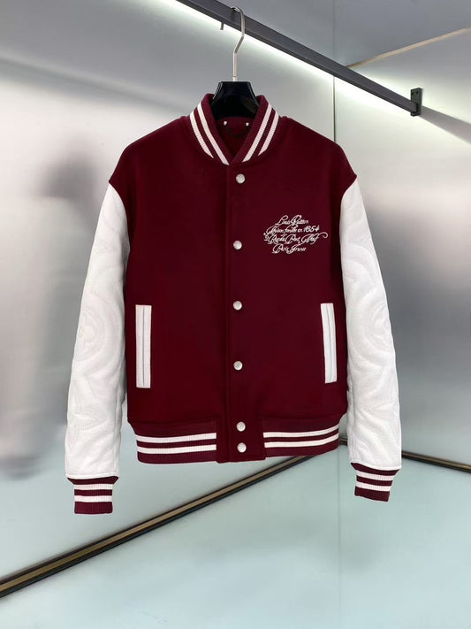 Louis Vuitton Embroidered Calfskin Varsity Jacket – Bordeaux Monogram Quilted Sleeves