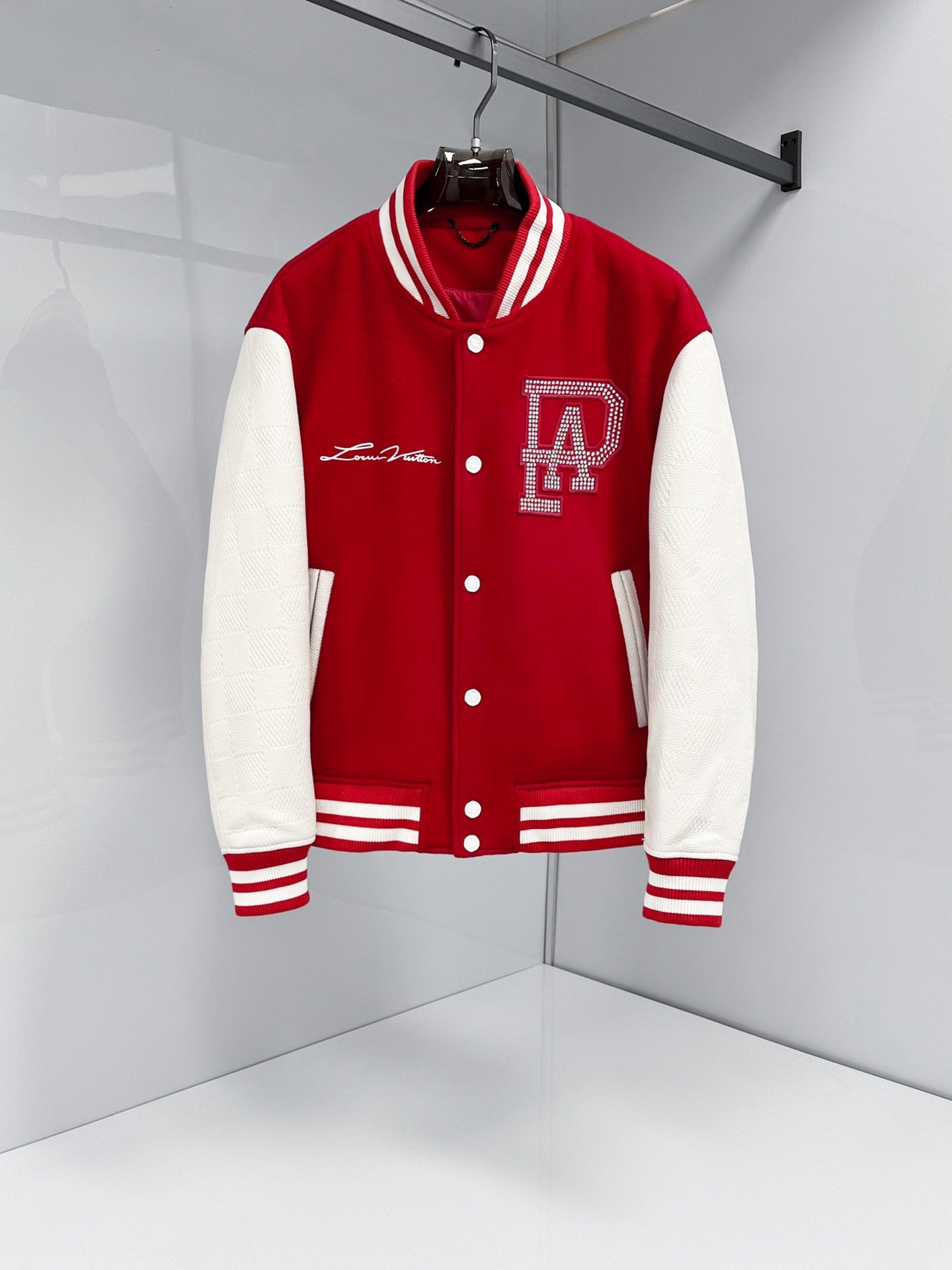 Louis Vuitton Mix-Leather Varsity Blouson – Bright Red Winter Jacket For Sale