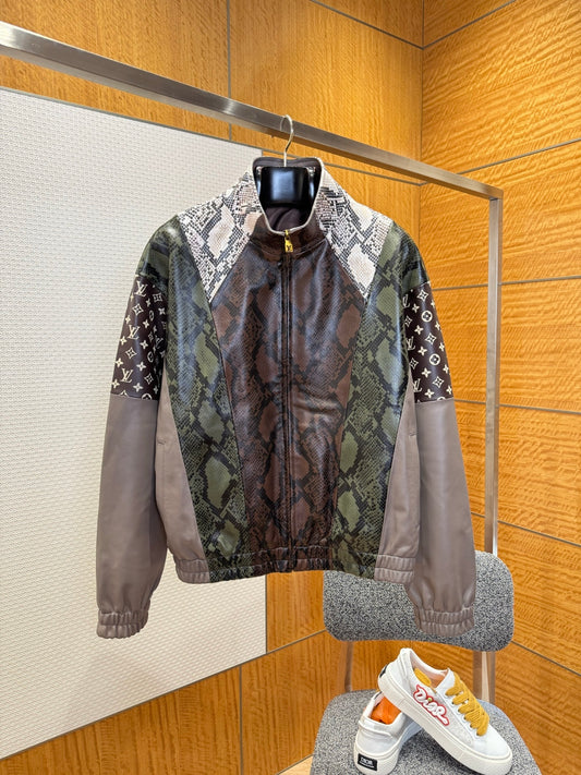 Louis Vuitton Python-Mix Leather Tracksuit Top – Mid-Brown