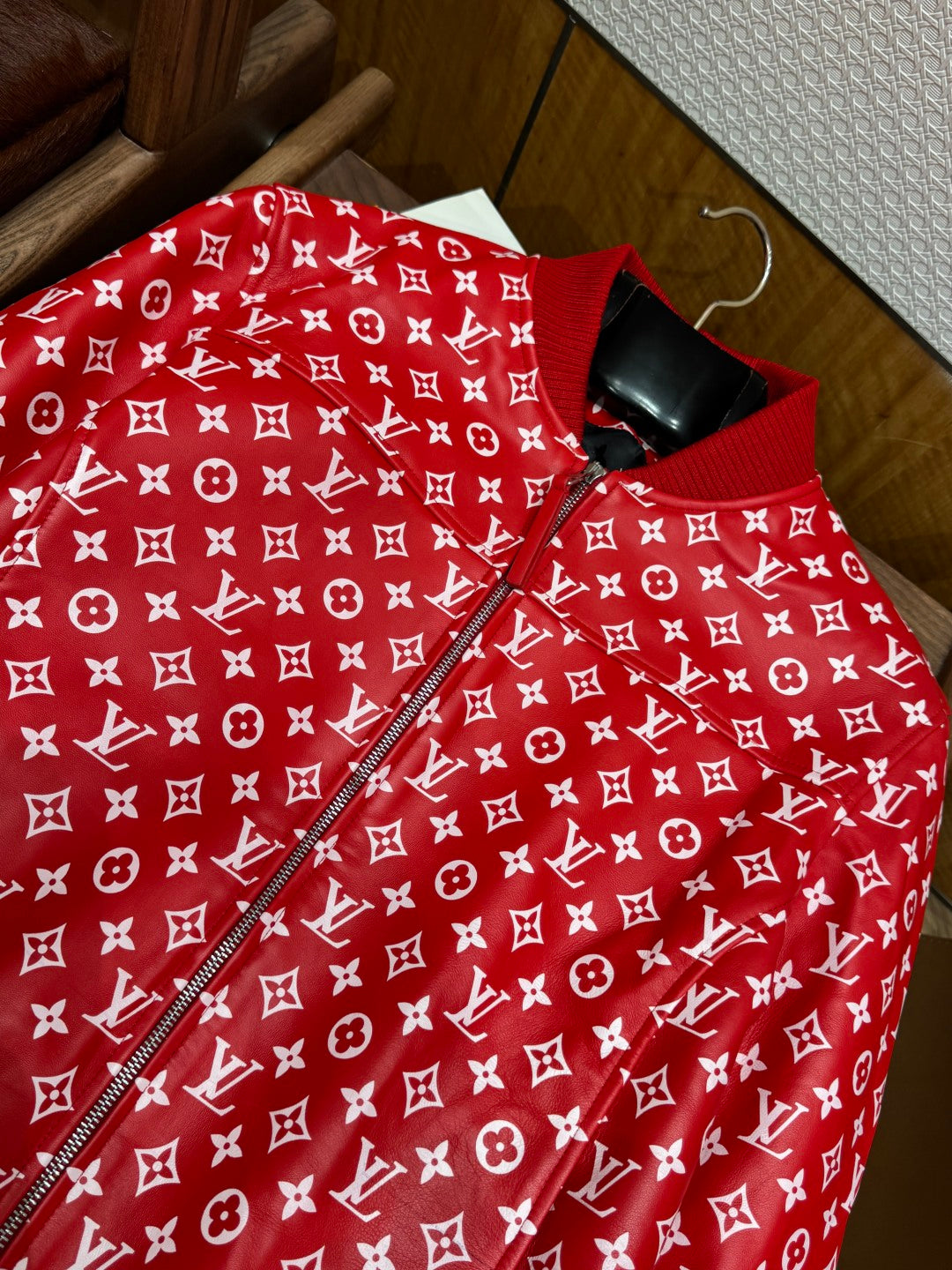 Louis Vuitton × Supreme Leather Varsity Monogram Bomber Jacket