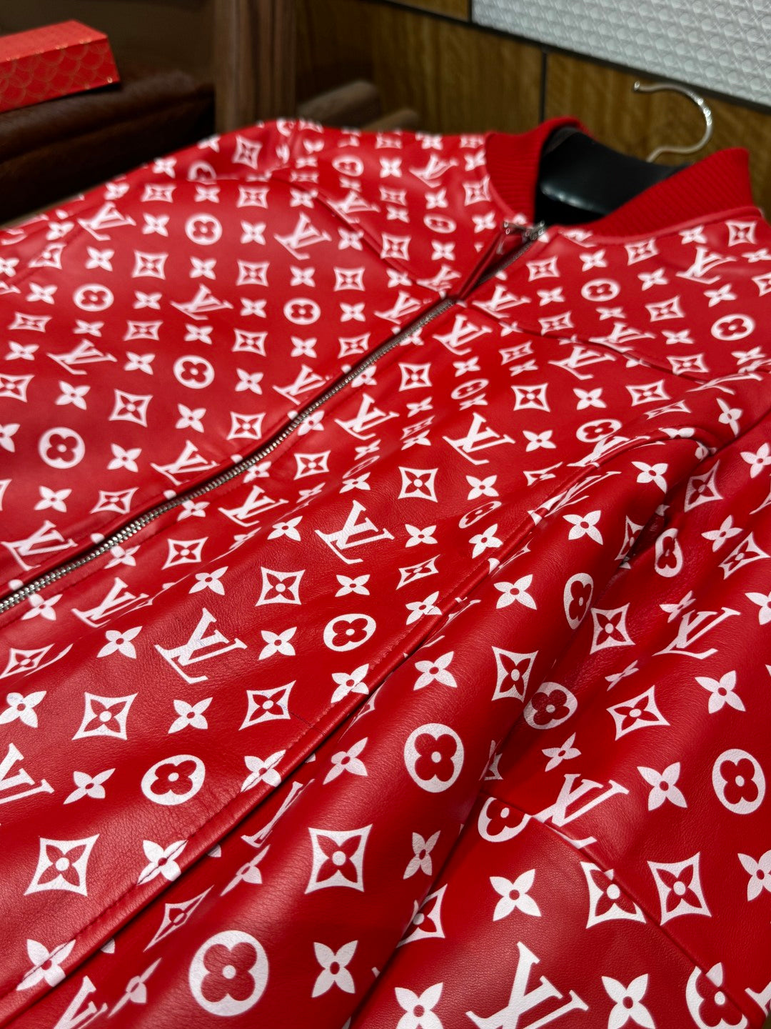 Louis Vuitton × Supreme Leather Varsity Monogram Bomber Jacket