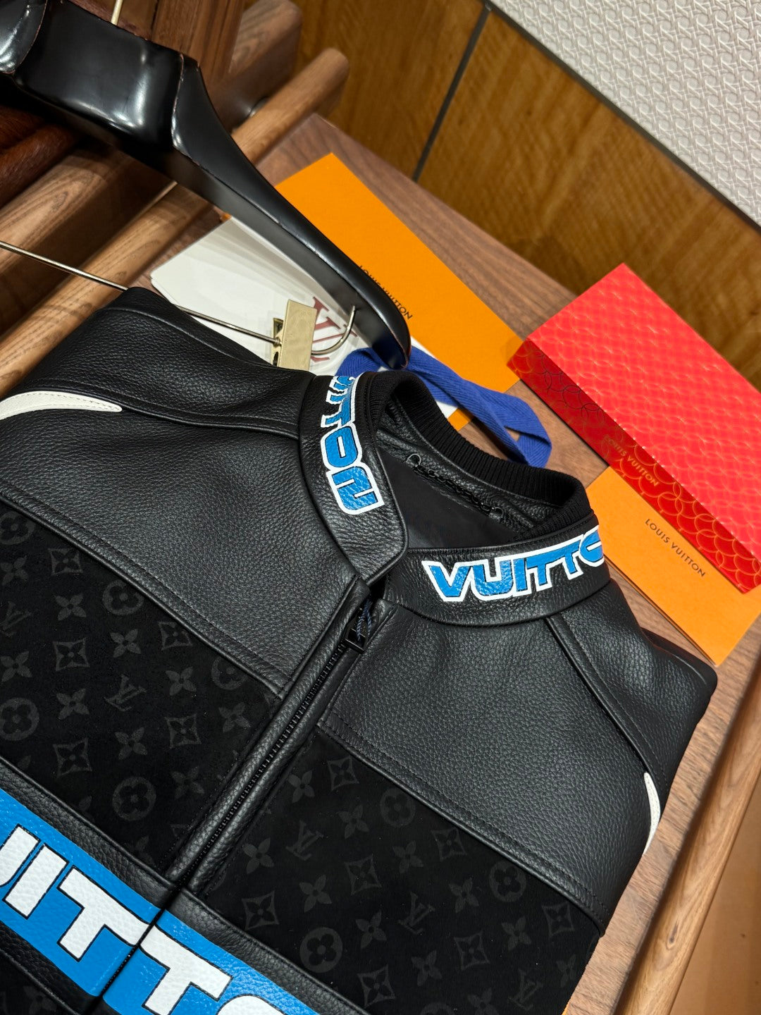 Louis Vuitton Leather-Mix Biker Jacket – Black Desert Racer For Sale