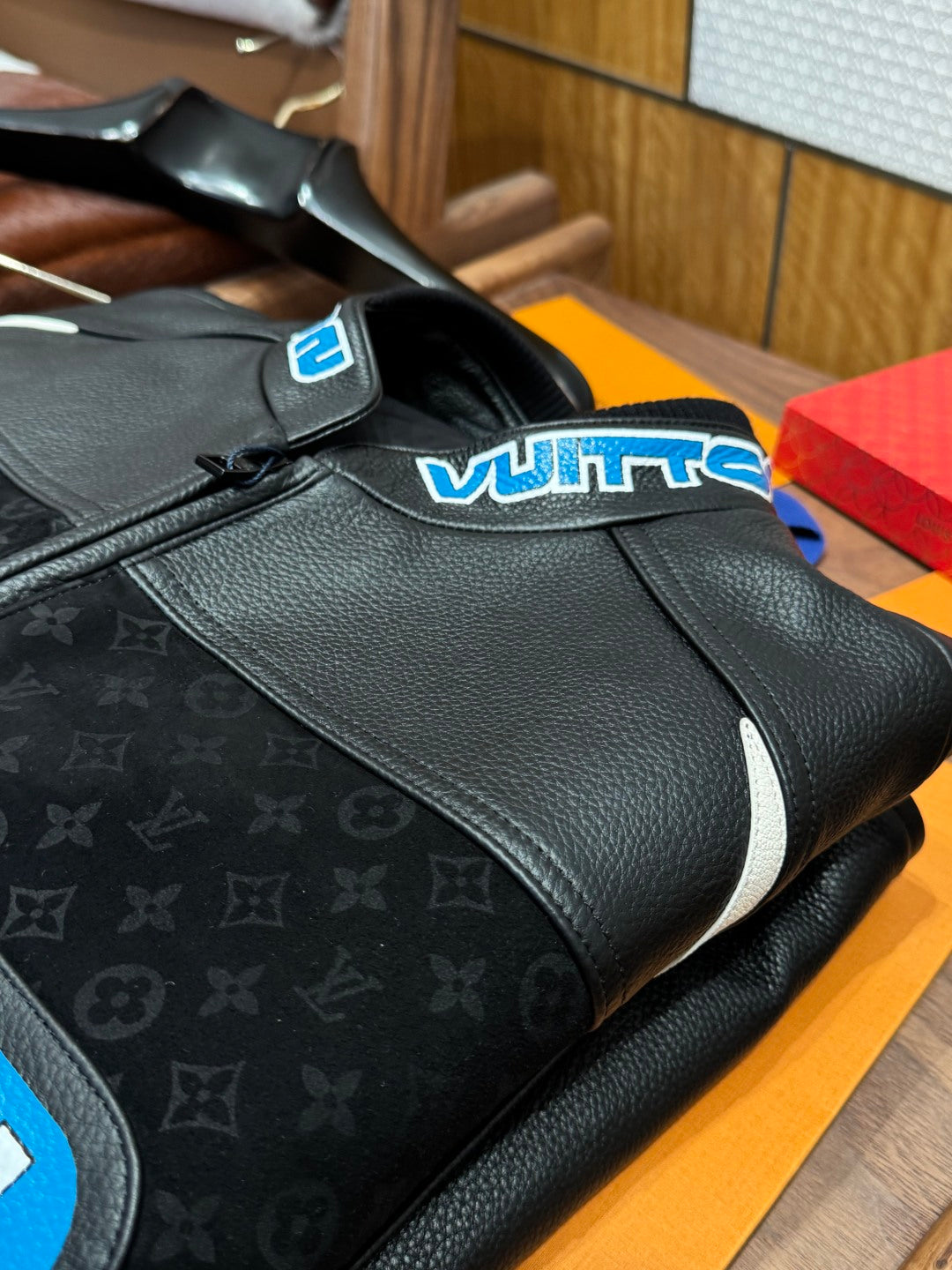 Louis Vuitton Leather-Mix Biker Jacket – Black Desert Racer For Sale