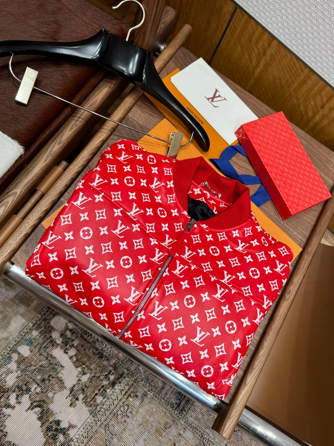 Louis Vuitton × Supreme Leather Varsity Monogram Bomber Jacket