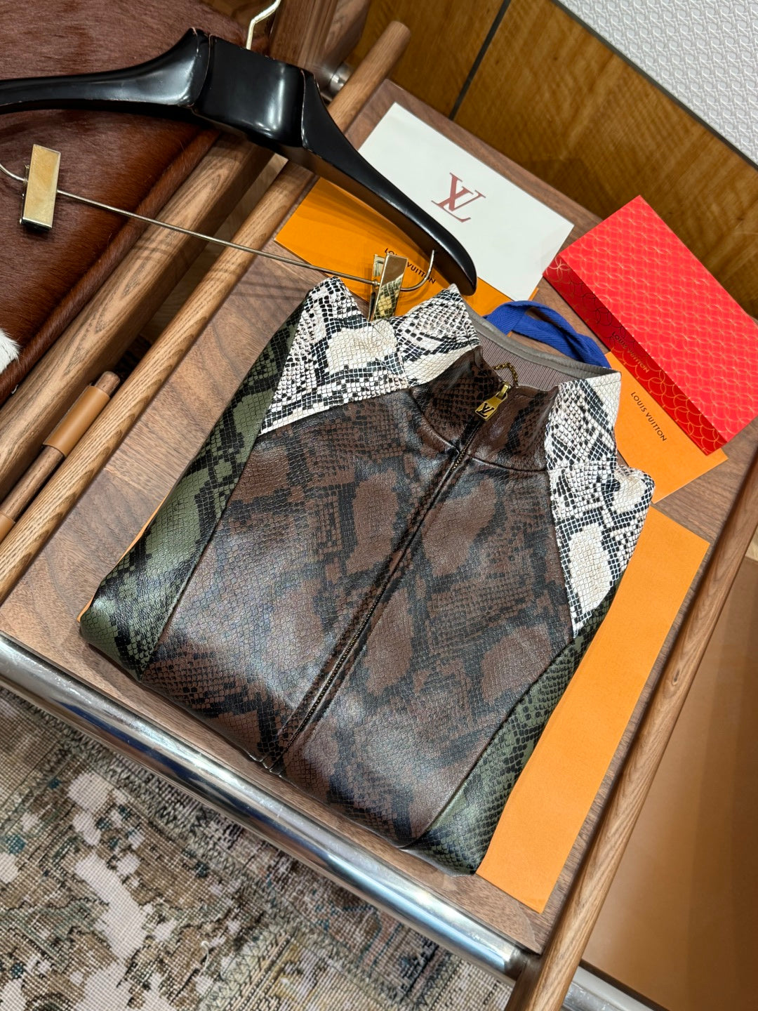 Louis Vuitton Python-Mix Leather Tracksuit Top – Mid-Brown