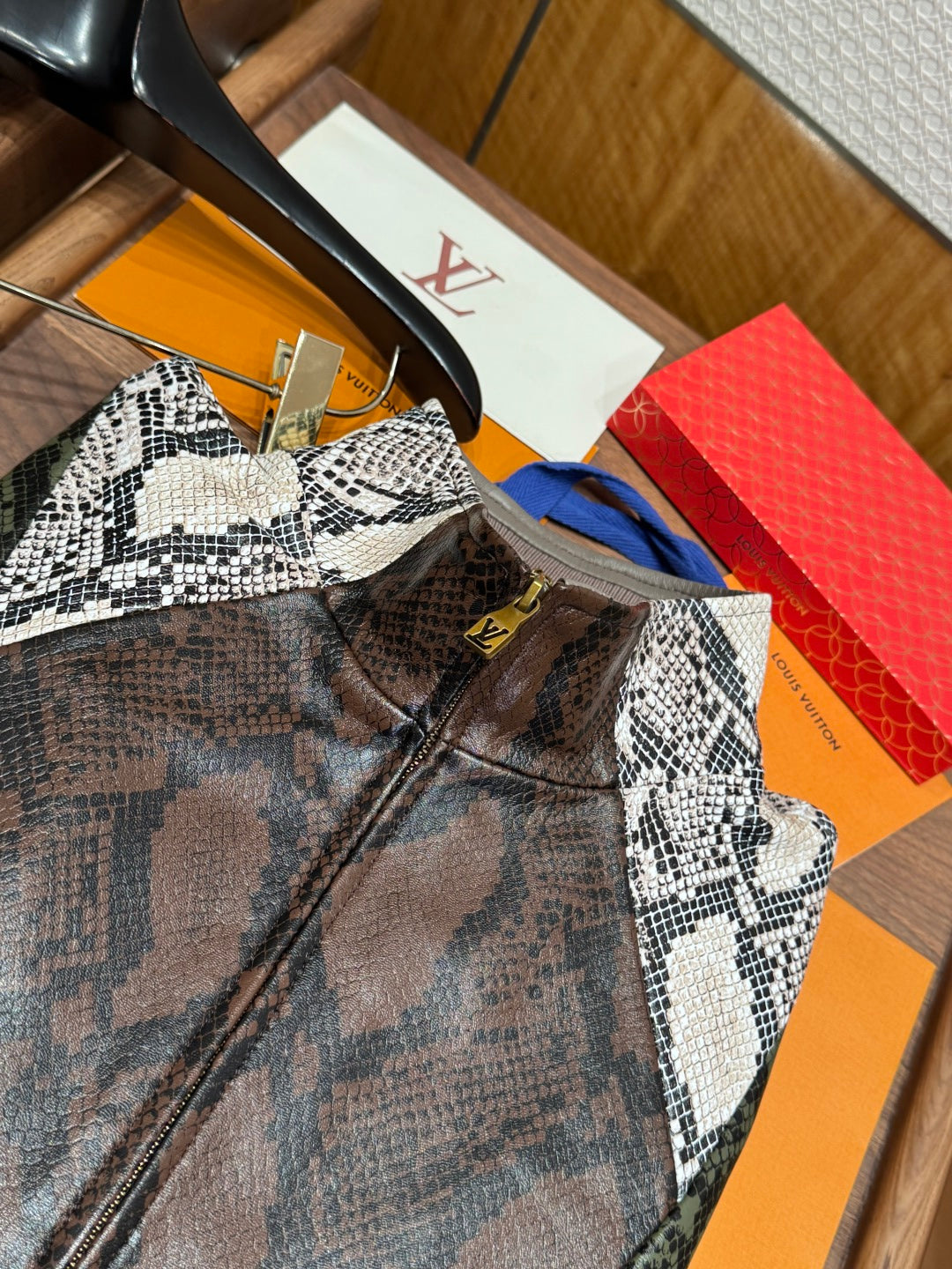 Louis Vuitton Python-Mix Leather Tracksuit Top – Mid-Brown