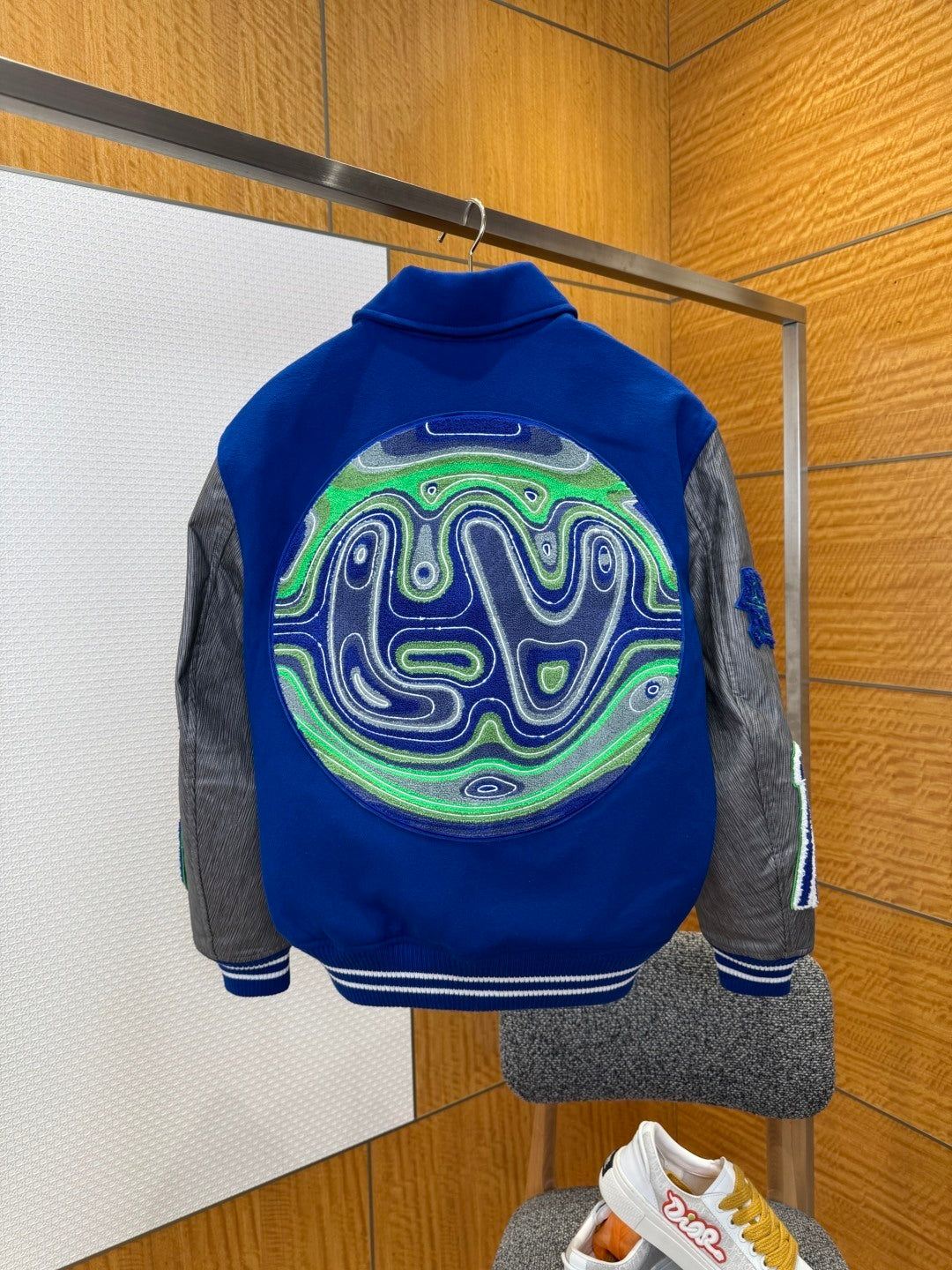 Louis Vuitton Embroidered Varsity Blouson Jacket – Grey-Blue