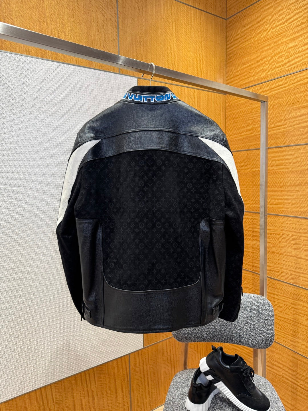 Louis Vuitton Leather-Mix Biker Jacket – Black Desert Racer For Sale