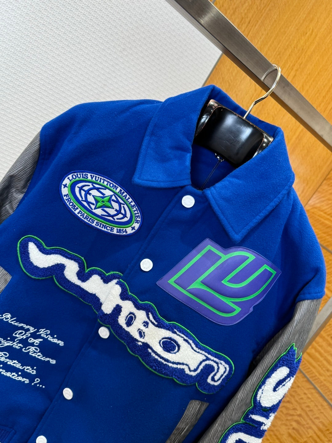 Louis Vuitton Embroidered Varsity Blouson Jacket – Grey-Blue