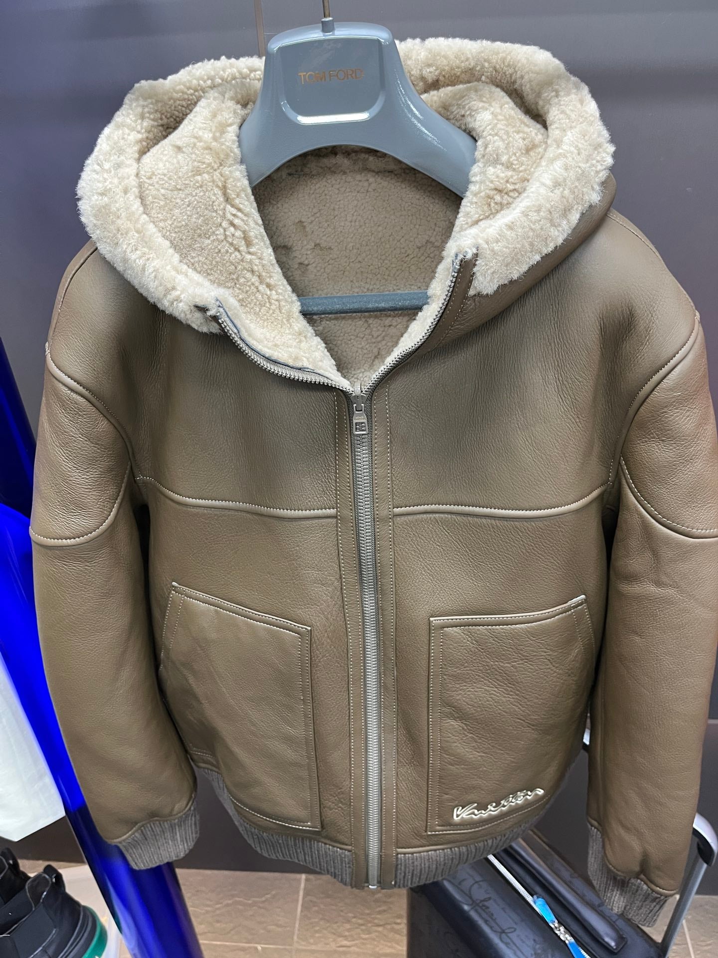 Louis Vuitton Reversible Hooded Shearling Blouson Leather Winter Jacket
