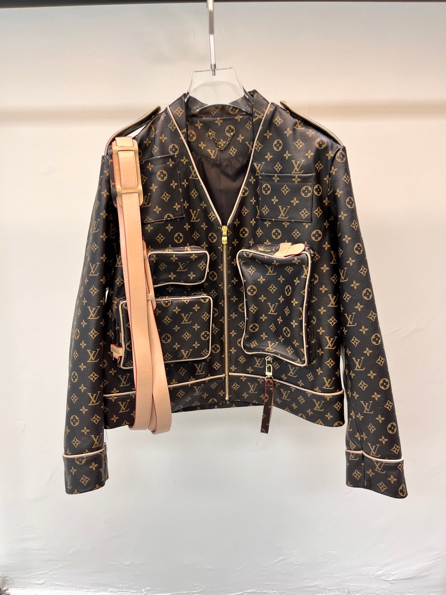 Louis Vuitton Brown Monogram Coated Canvas Admiral Leather Jacket
