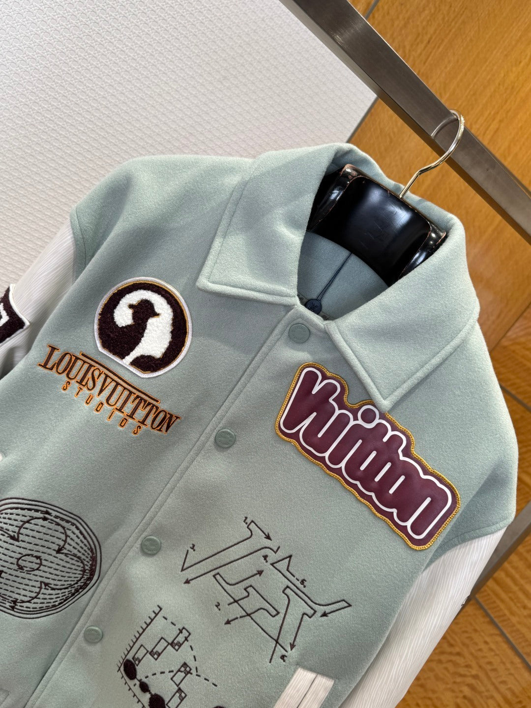 Louis Vuitton Varsity Leather Blouson Jacket – Aqua For Sale