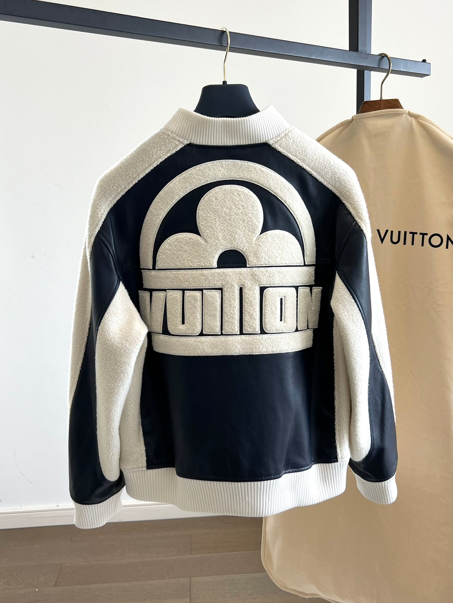 Louis Vuitton “Vuitton Flower” Mix-Leather Teddy Blouson Jacket – Dark Navy