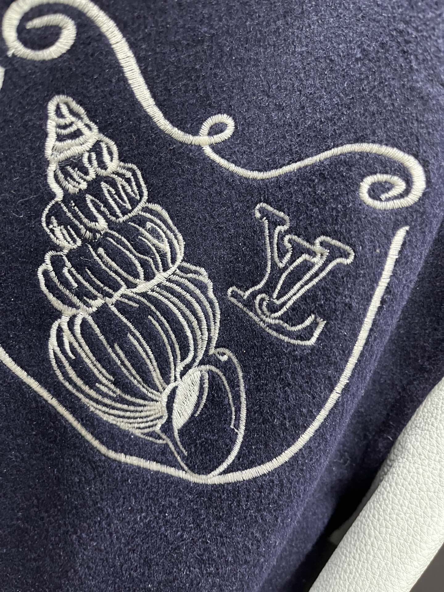 Louis Vuitton Calfskin Varsity Jacket – Navy & White Seashell Edition For Sale
