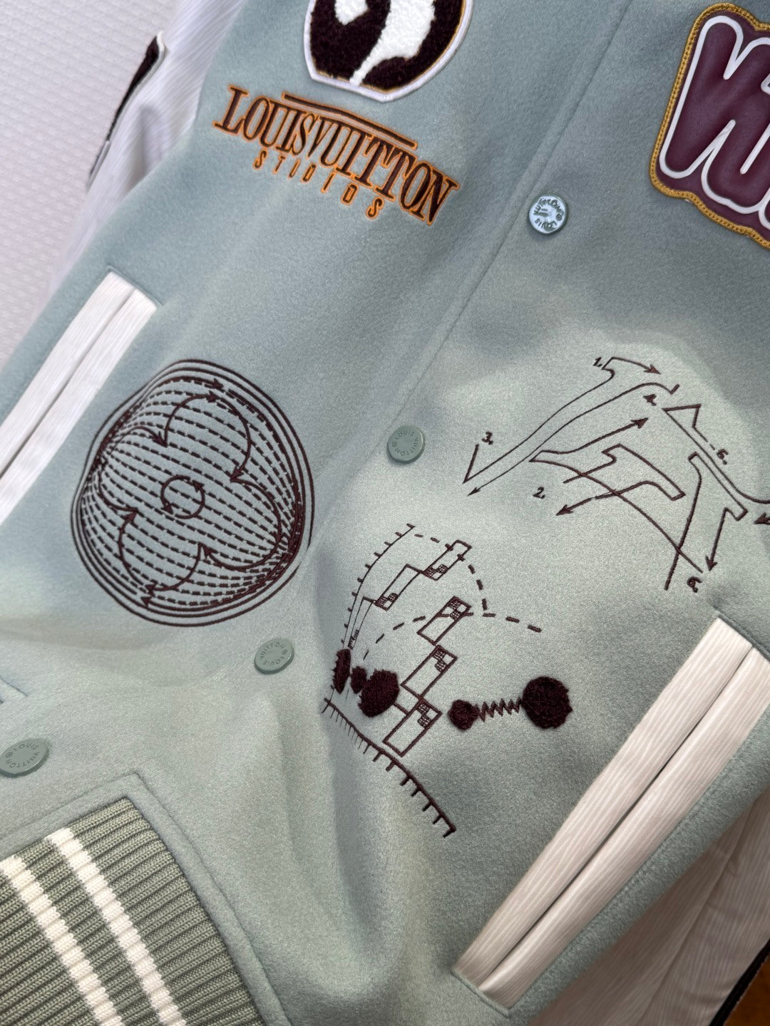 Louis Vuitton Varsity Leather Blouson Jacket – Aqua For Sale