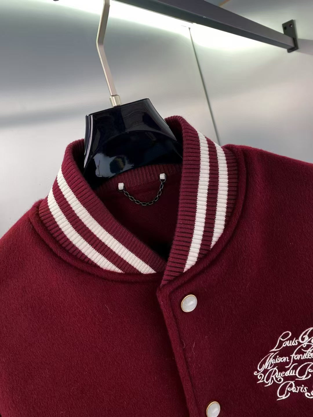 Louis Vuitton Embroidered Calfskin Varsity Jacket – Bordeaux Monogram Quilted Sleeves