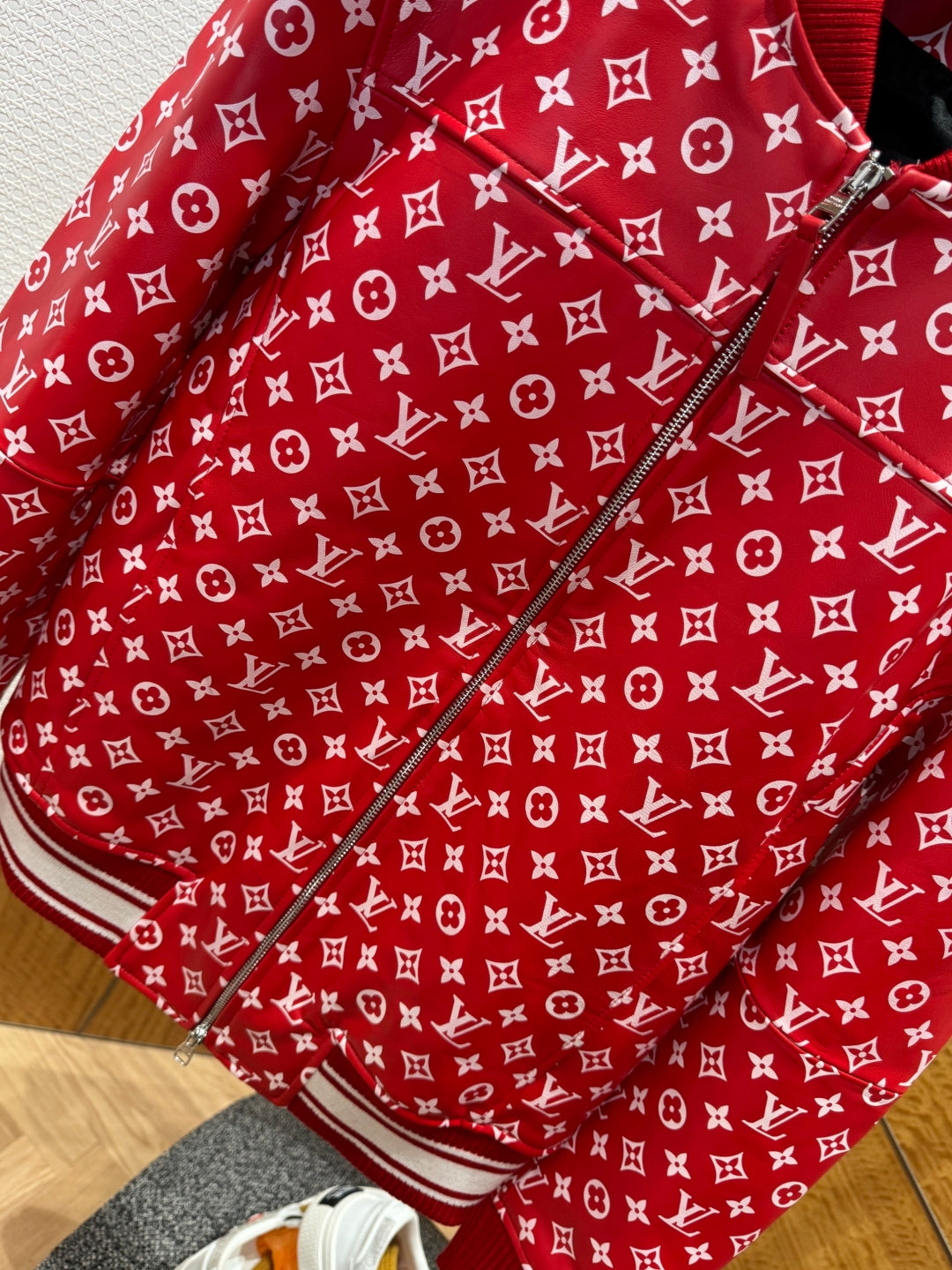 Louis Vuitton × Supreme Leather Varsity Monogram Bomber Jacket