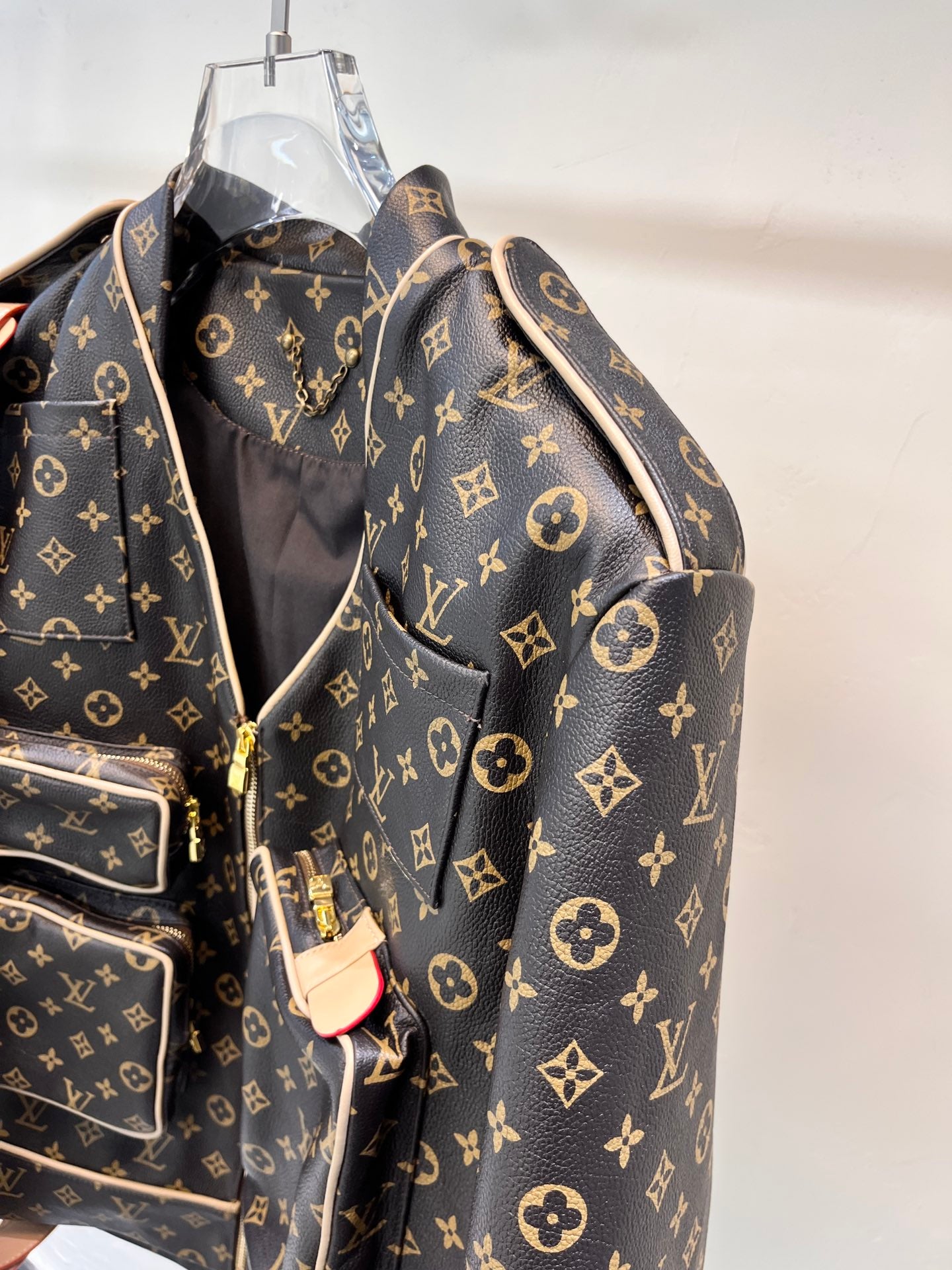 Louis Vuitton Brown Monogram Coated Canvas Admiral Leather Jacket