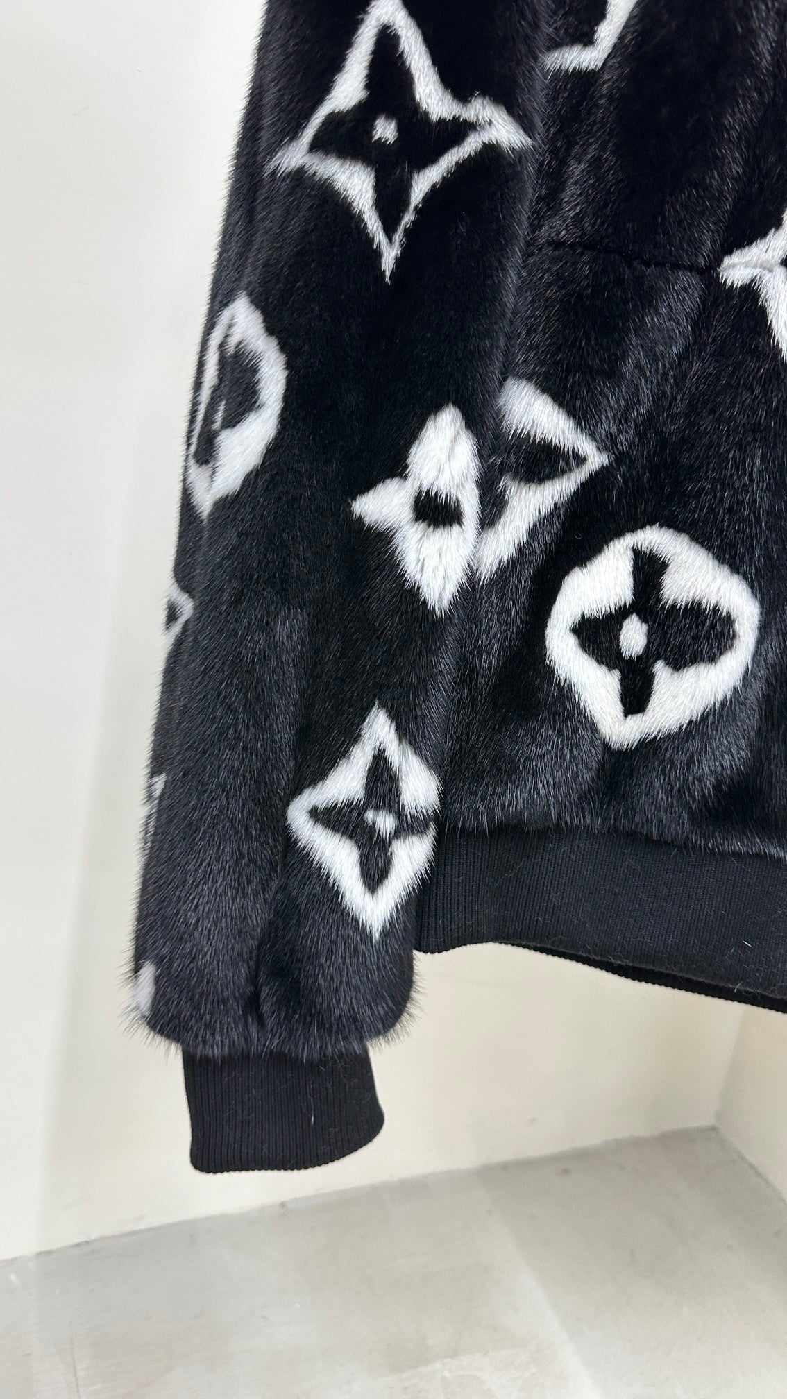 Louis Vuitton Monogram Mink Fur Zipped Hoodie Jacket For Sale