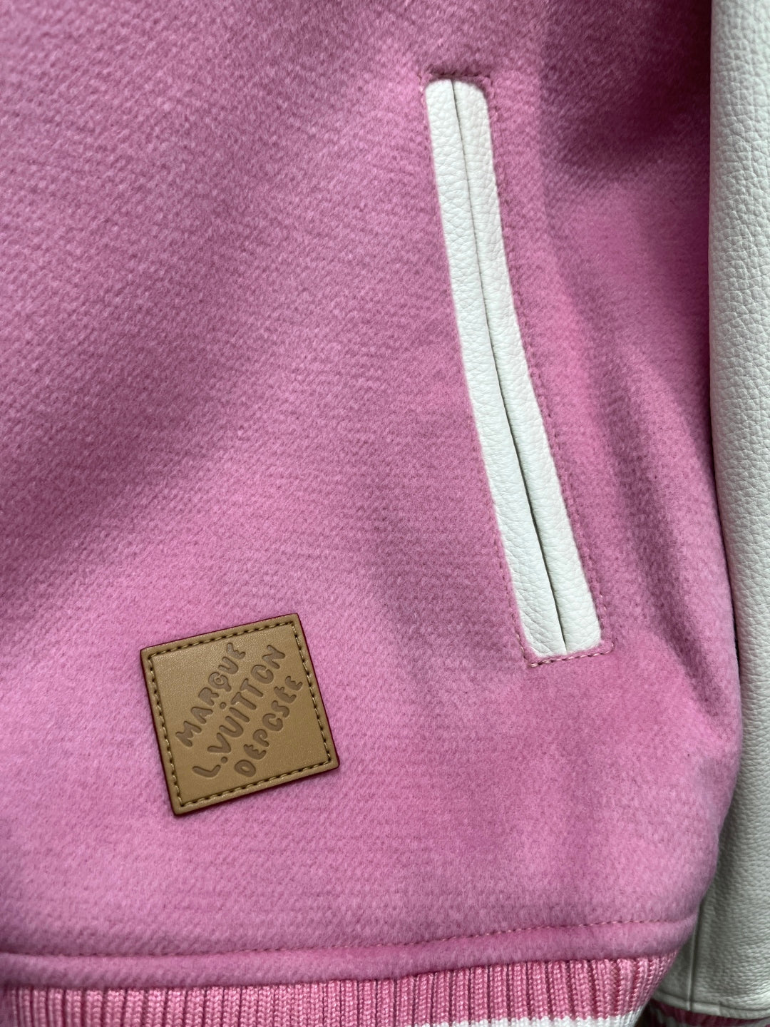 Louis Vuitton Signature Leather Varsity Jacket – Pale Pink / Black