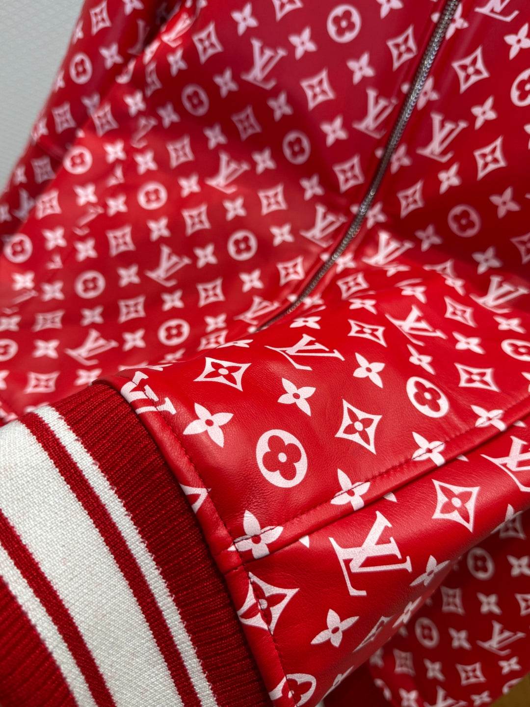 Louis Vuitton × Supreme Leather Varsity Monogram Bomber Jacket