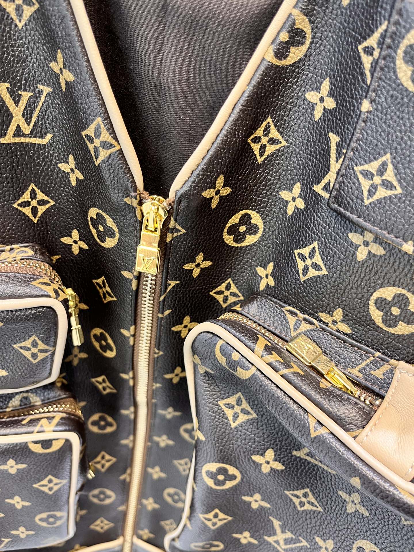 Louis Vuitton Brown Monogram Coated Canvas Admiral Leather Jacket