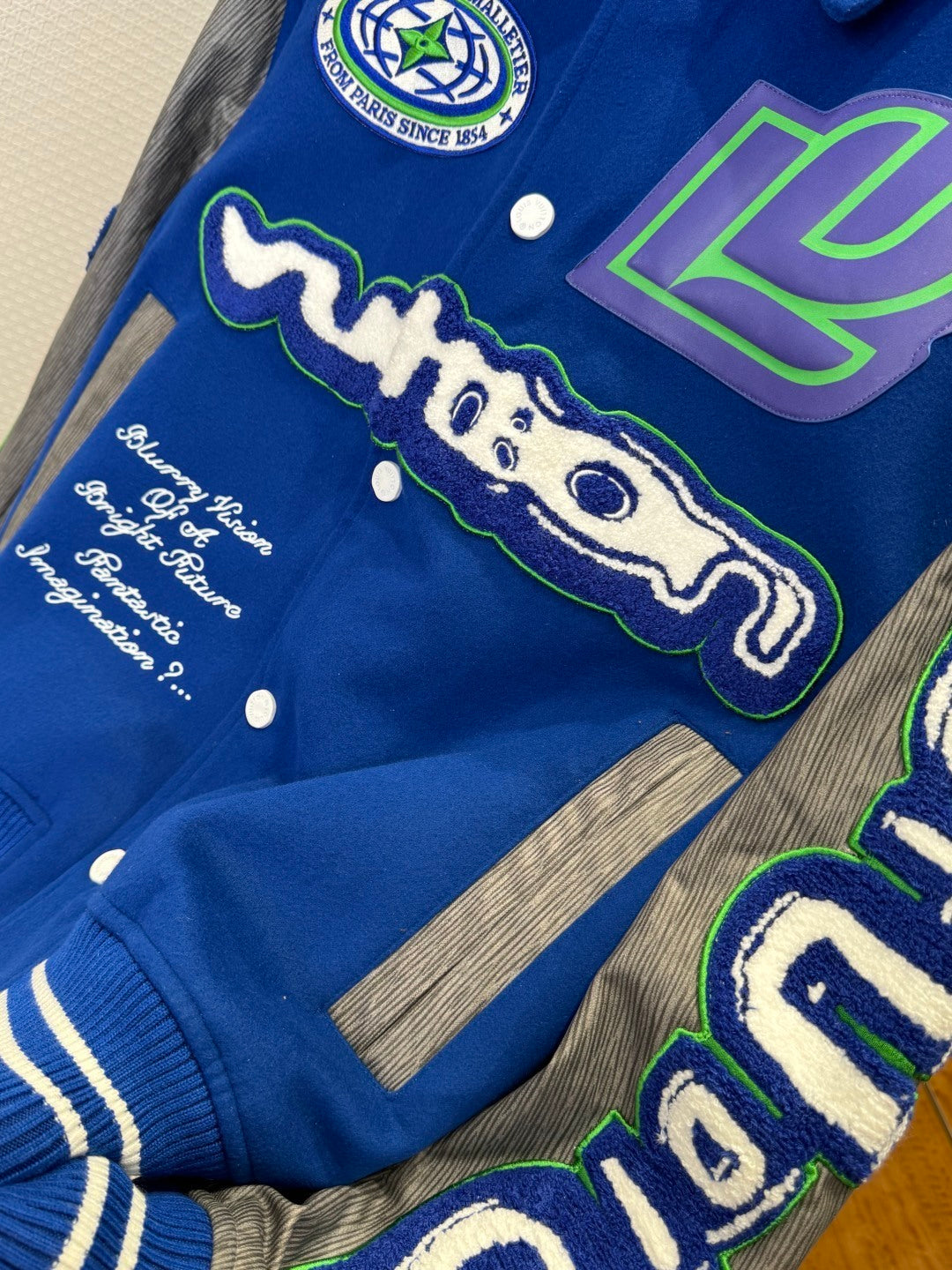 Louis Vuitton Embroidered Varsity Blouson Jacket – Grey-Blue